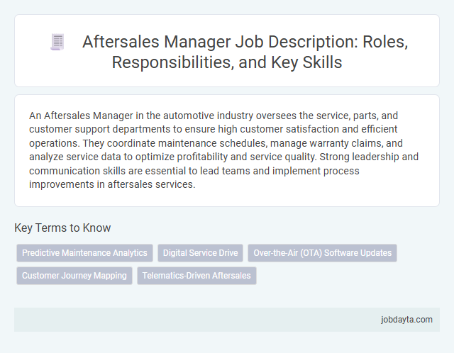 Aftersales Manager Job Description: Roles, Responsibilities, and Key Skills
