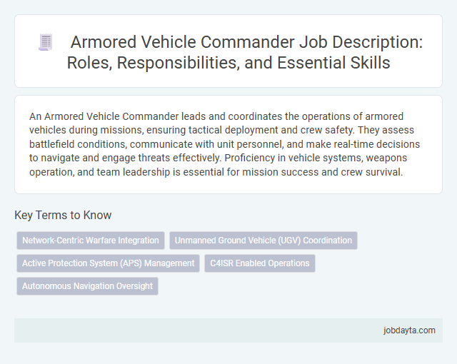 Armored Vehicle Commander Job Description: Roles, Responsibilities, and Essential Skills