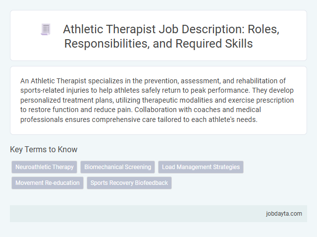 Athletic Therapist Job Description: Roles, Responsibilities, and Required Skills