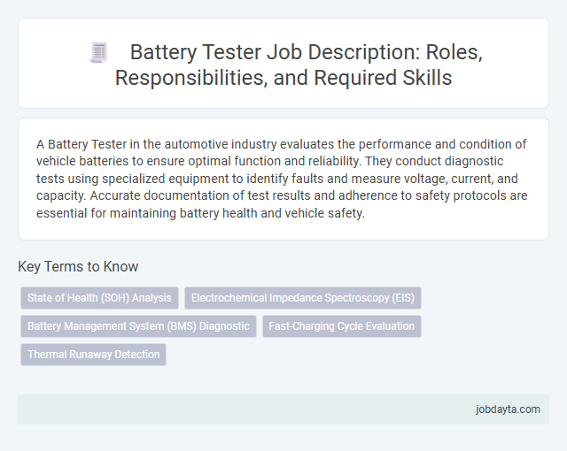 Battery Tester Job Description: Roles, Responsibilities, and Required Skills