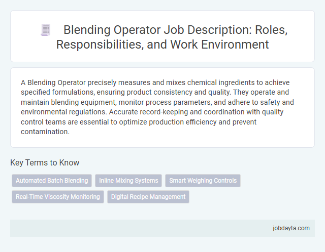 Blending Operator Job Description: Roles, Responsibilities, and Work Environment