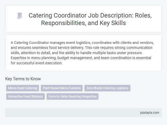 Catering Coordinator Job Description: Roles, Responsibilities, and Key Skills
