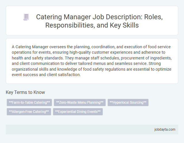 Catering Manager Job Description: Roles, Responsibilities, and Key Skills