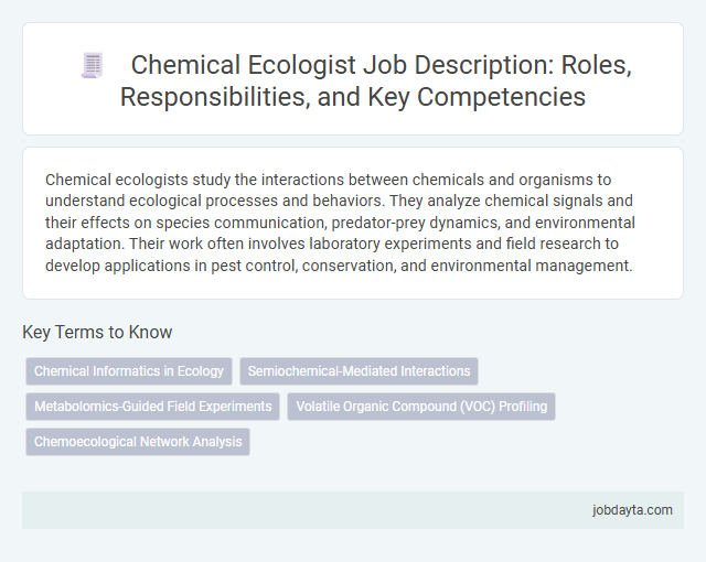 Chemical Ecologist Job Description: Roles, Responsibilities, and Key Competencies