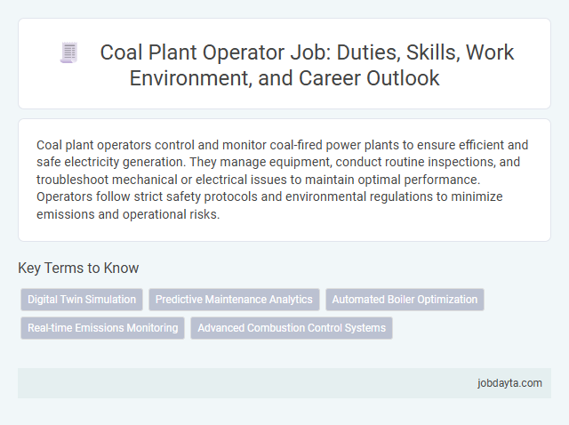 Coal Plant Operator Job: Duties, Skills, Work Environment, and Career Outlook