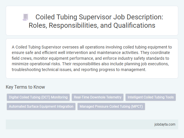 Coiled Tubing Supervisor Job Description: Roles, Responsibilities, and Qualifications