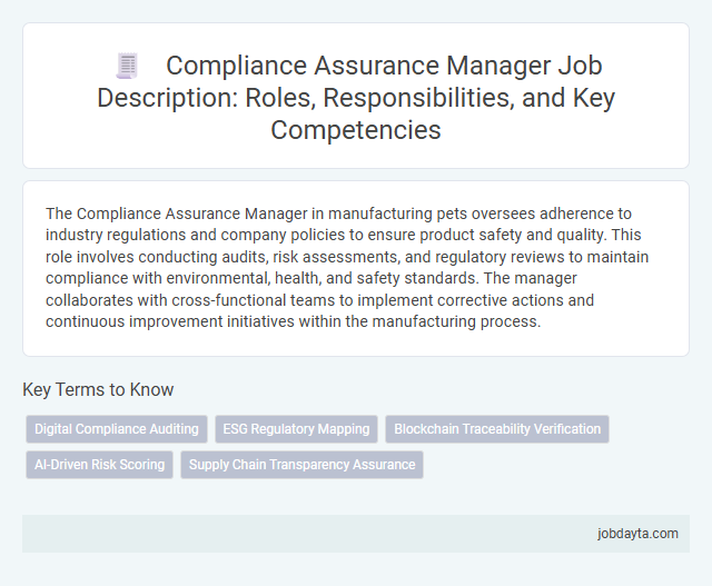 Compliance Assurance Manager Job Description: Roles, Responsibilities, and Key Competencies