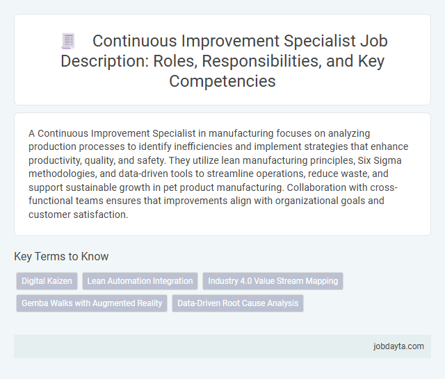Continuous Improvement Specialist Job Description: Roles, Responsibilities, and Key Competencies