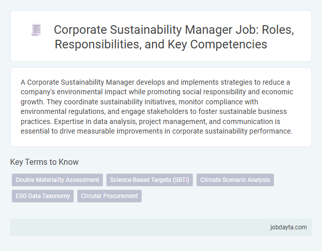 Corporate Sustainability Manager Job: Roles, Responsibilities, and Key Competencies