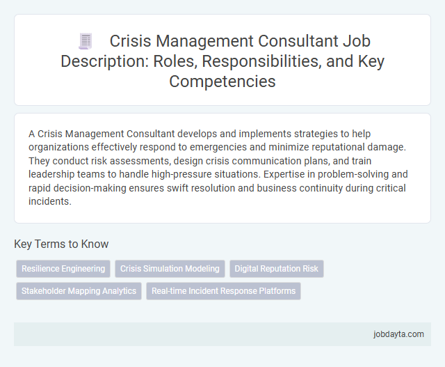 Crisis Management Consultant Job Description: Roles, Responsibilities, and Key Competencies