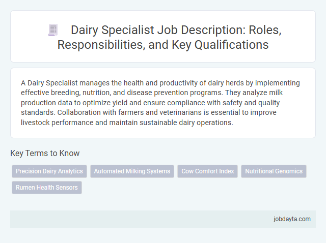 Dairy Specialist Job Description: Roles, Responsibilities, and Key Qualifications