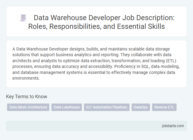 Data Warehouse Developer Job Description: Roles, Responsibilities, and Essential Skills