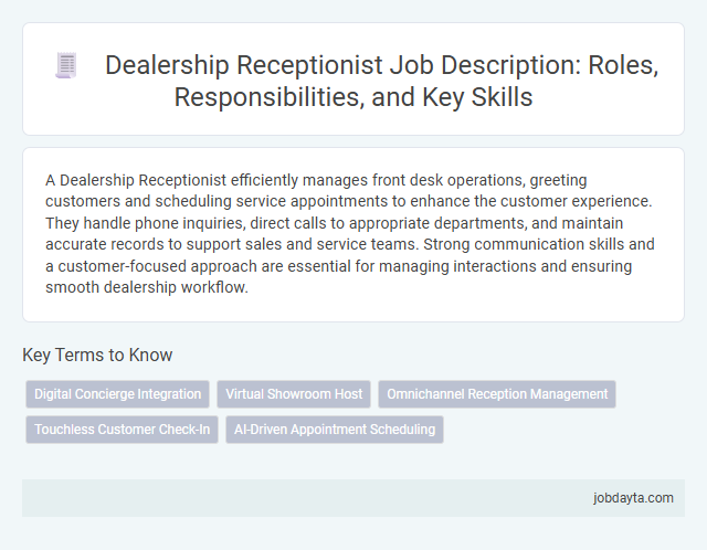Dealership Receptionist Job Description: Roles, Responsibilities, and Key Skills