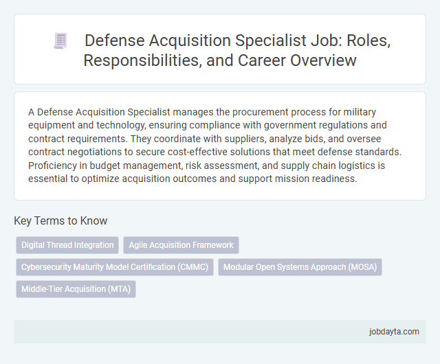 Defense Acquisition Specialist Job: Roles, Responsibilities, and Career Overview