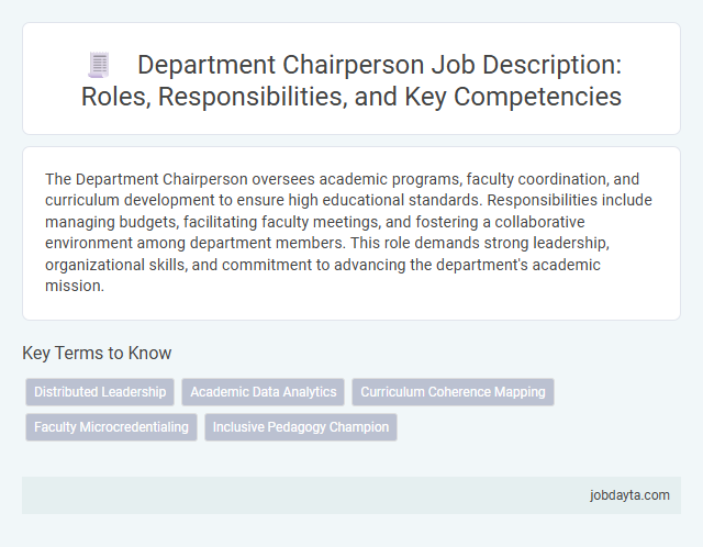 Department Chairperson Job Description: Roles, Responsibilities, and Key Competencies