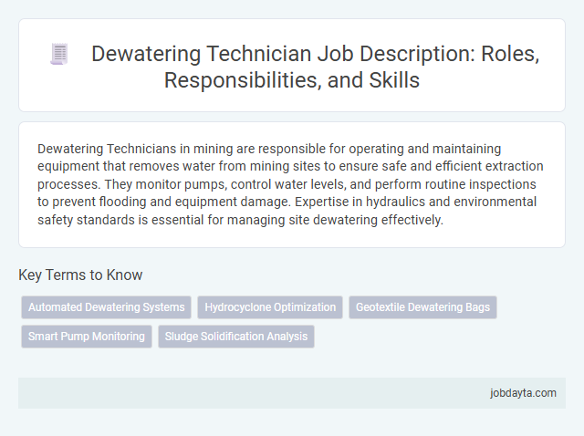 Dewatering Technician Job Description: Roles, Responsibilities, and Skills