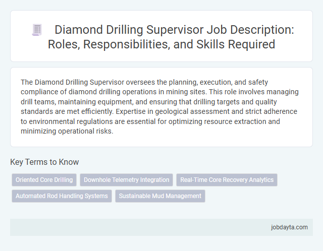 Diamond Drilling Supervisor Job Description: Roles, Responsibilities, and Skills Required