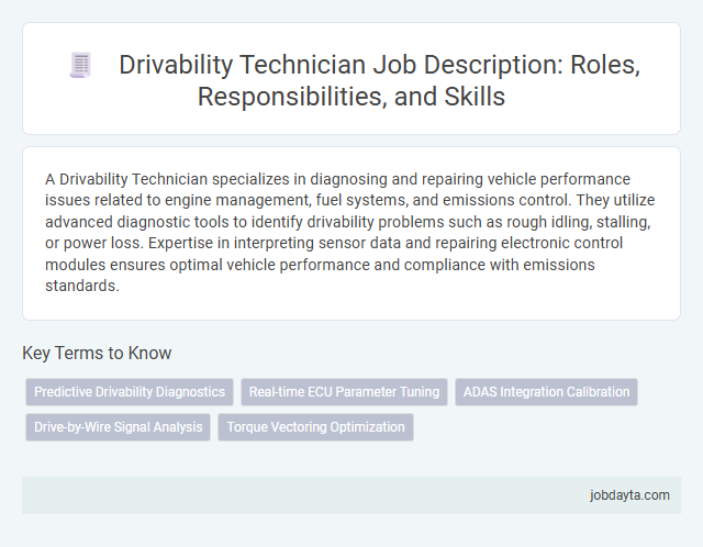 Drivability Technician Job Description: Roles, Responsibilities, and Skills