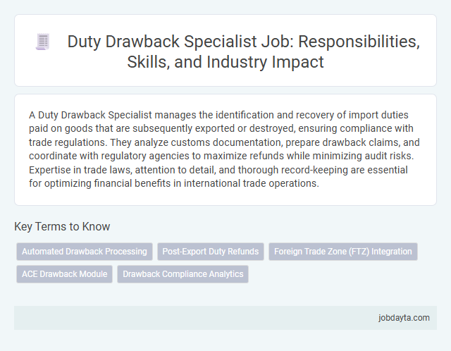 Duty Drawback Specialist Job: Responsibilities, Skills, and Industry Impact
