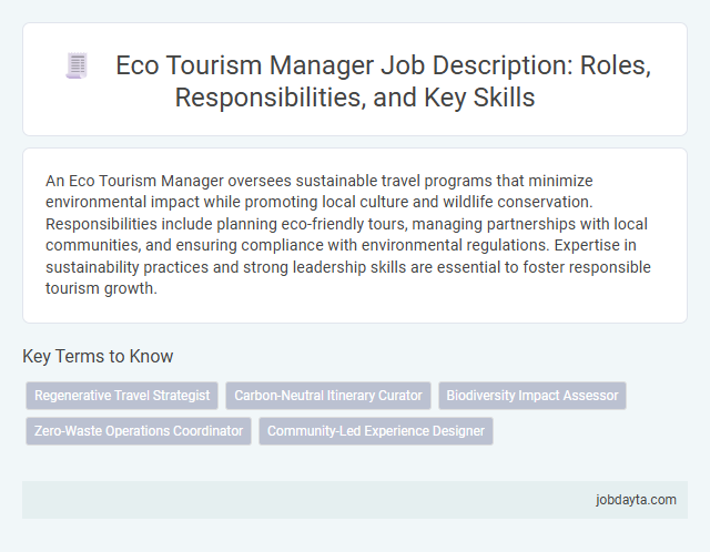 Eco Tourism Manager Job Description: Roles, Responsibilities, and Key Skills