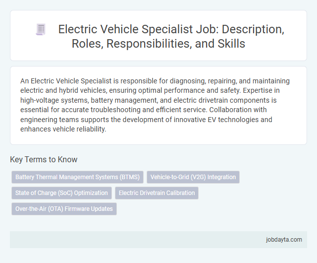 Electric Vehicle Specialist Job: Description, Roles, Responsibilities, and Skills