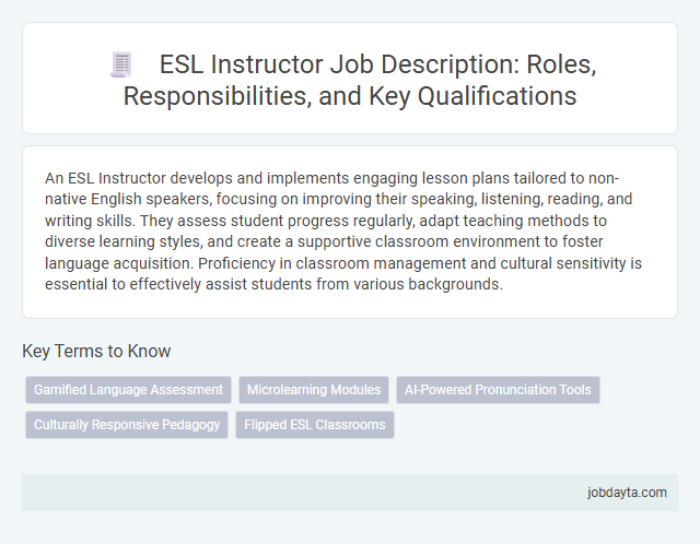 ESL Instructor Job Description: Roles, Responsibilities, and Key Qualifications