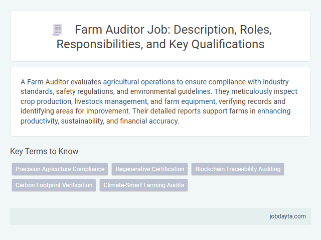 Farm Auditor Job: Description, Roles, Responsibilities, and Key Qualifications