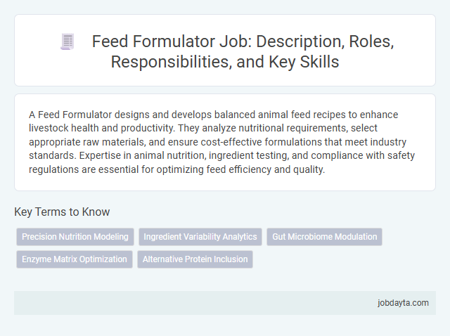 Feed Formulator Job: Description, Roles, Responsibilities, and Key Skills