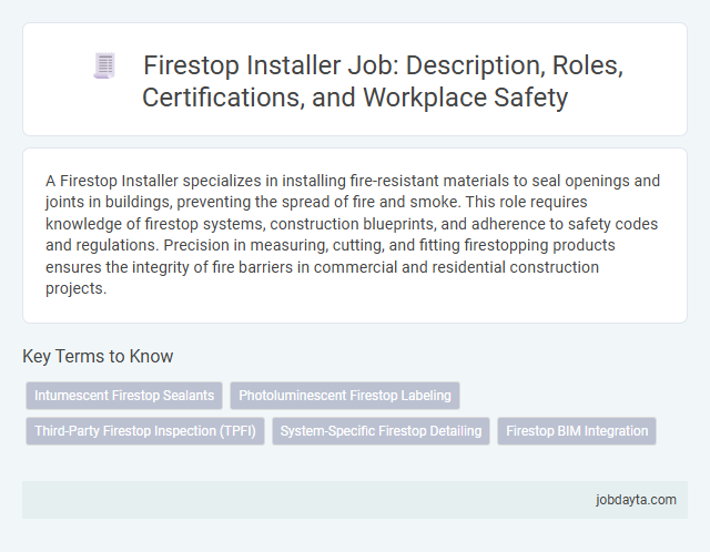 Firestop Installer Job: Description, Roles, Certifications, and Workplace Safety
