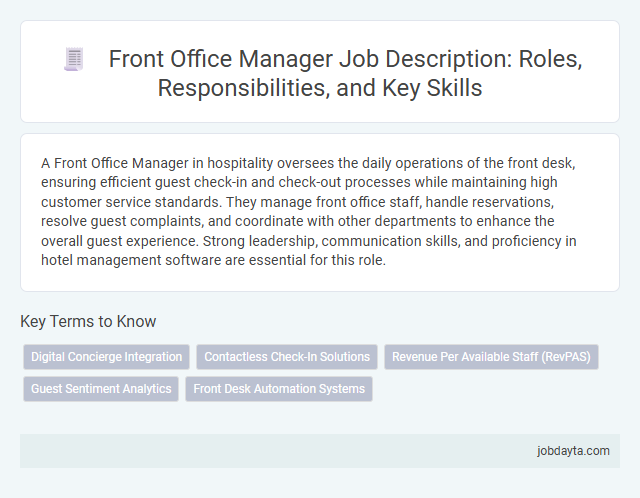 Front Office Manager Job Description: Roles, Responsibilities, and Key Skills
