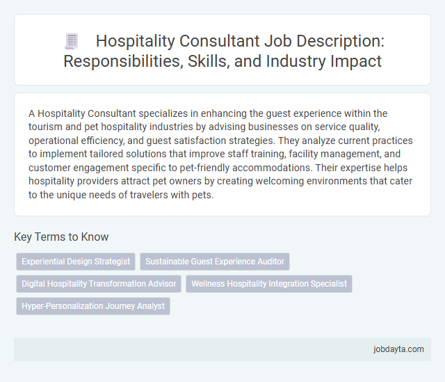 Hospitality Consultant Job Description: Responsibilities, Skills, and Industry Impact