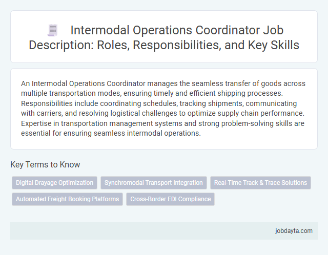 Intermodal Operations Coordinator Job Description: Roles, Responsibilities, and Key Skills