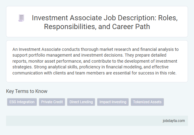 Investment Associate Job Description: Roles, Responsibilities, and Career Path