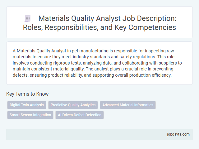 Materials Quality Analyst Job Description: Roles, Responsibilities, and Key Competencies