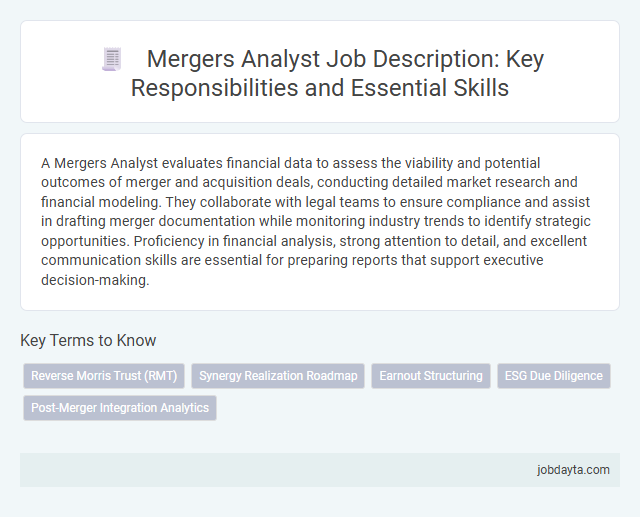 Mergers Analyst Job Description: Key Responsibilities and Essential Skills