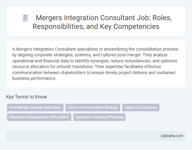 Mergers Integration Consultant Job: Roles, Responsibilities, and Key Competencies
