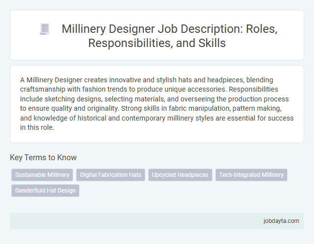 Millinery Designer Job Description: Roles, Responsibilities, and Skills