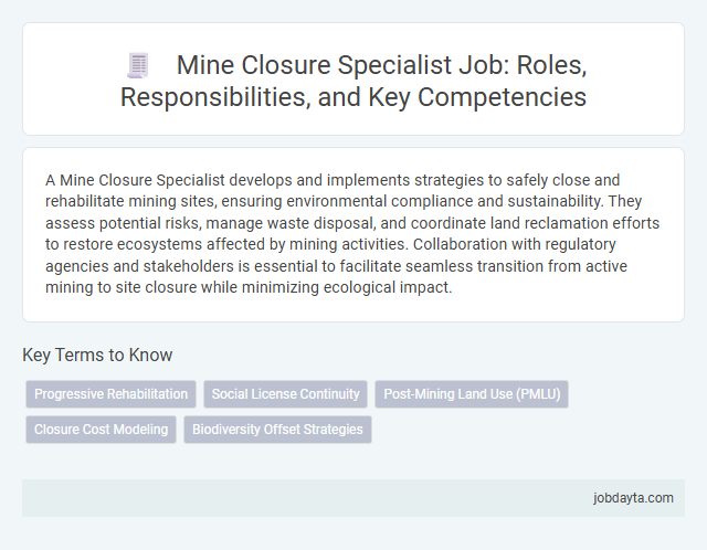 Mine Closure Specialist Job: Roles, Responsibilities, and Key Competencies