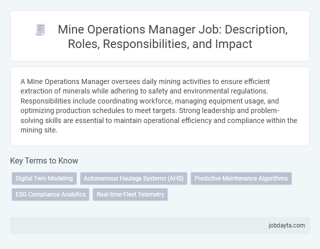 Mine Operations Manager Job: Description, Roles, Responsibilities, and Impact