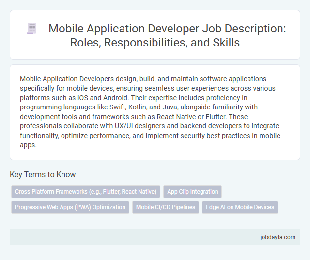 Mobile Application Developer Job Description: Roles, Responsibilities, and Skills