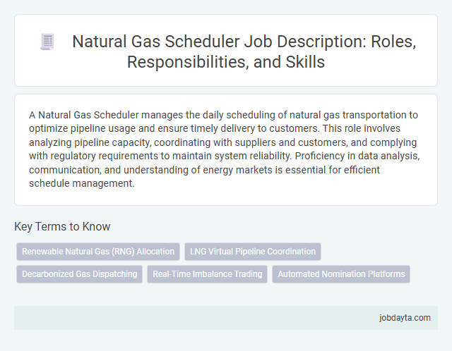 Natural Gas Scheduler Job Description: Roles, Responsibilities, and Skills