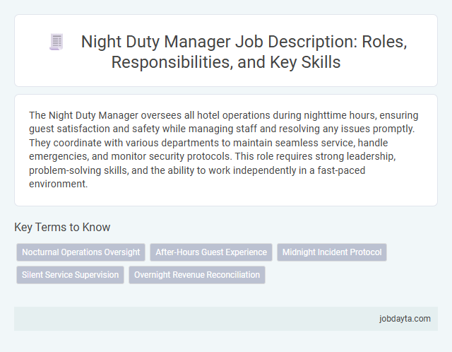 Night Duty Manager Job Description: Roles, Responsibilities, and Key Skills