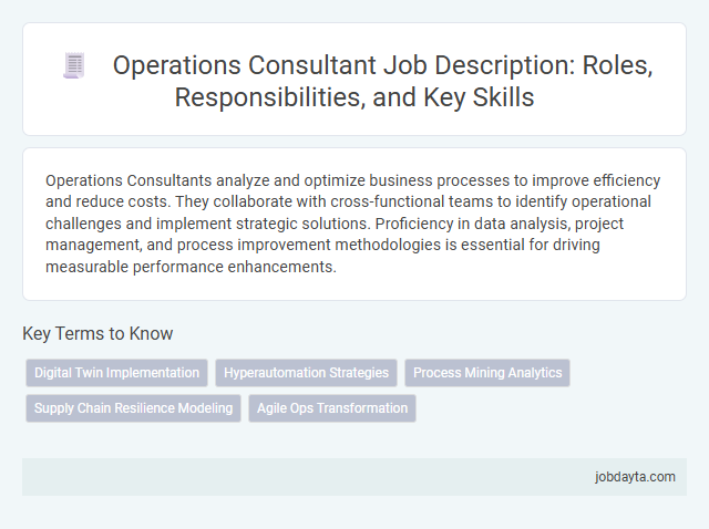 Operations Consultant Job Description: Roles, Responsibilities, and Key Skills