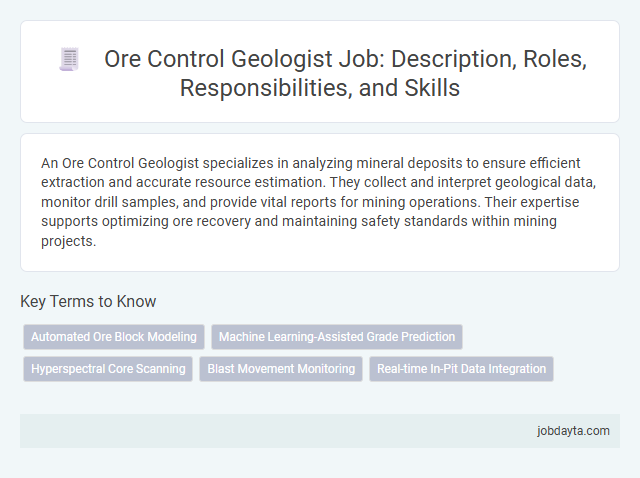 Ore Control Geologist Job: Description, Roles, Responsibilities, and Skills