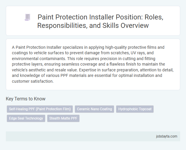 Paint Protection Installer Position: Roles, Responsibilities, and Skills Overview