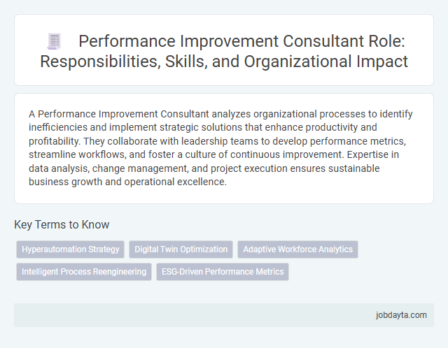 Performance Improvement Consultant Role: Responsibilities, Skills, and Organizational Impact
