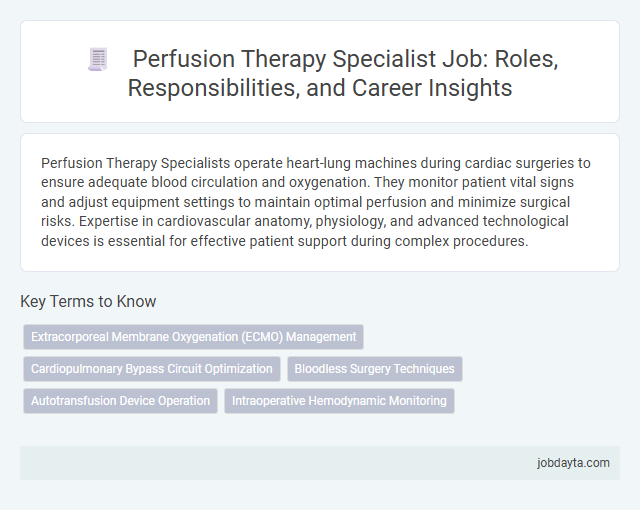Perfusion Therapy Specialist Job: Roles, Responsibilities, and Career Insights
