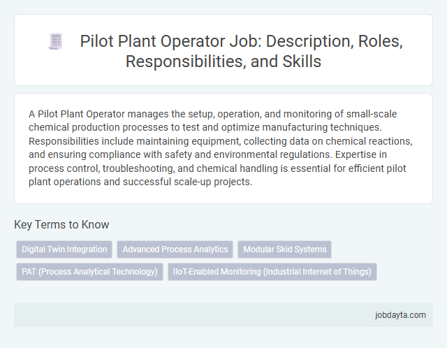 Pilot Plant Operator Job: Description, Roles, Responsibilities, and Skills