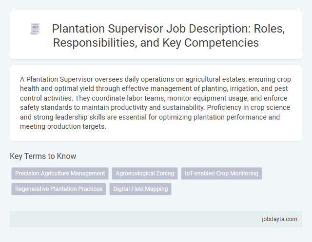 Plantation Supervisor Job Description: Roles, Responsibilities, and Key Competencies