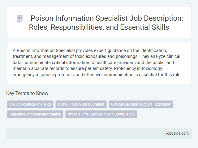Poison Information Specialist Job Description: Roles, Responsibilities, and Essential Skills